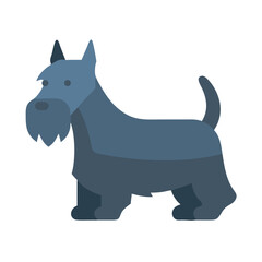 Simple Scottish Terrier Illustration in Blue on Black Background