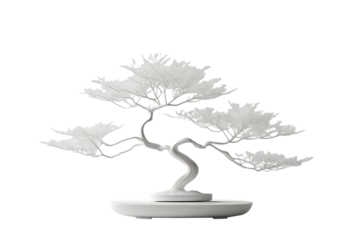 Elegant White Bonsai Tree Minimalist Home Decor, Zen Garden Art