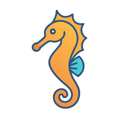 Fototapeta premium Orange seahorse with blue trim on a black background