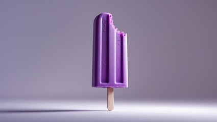 Fototapeta premium Popsicle of fruit and berries with a bite, isolated on a white background. Flavor