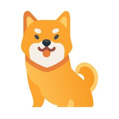 Cute Shiba Inu Cartoon Illustration on Black Background