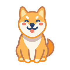 Cute Shiba Inu Cartoon Character Sitting and Smiling