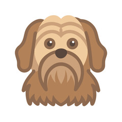 Charming flat design dog portrait against black background