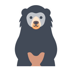 Flat design illustration of sun bear on black background