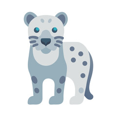 Stylized snow leopard vector illustration with simple flat design