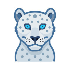 Cute Snow Leopard Portrait Isolated on Black Background