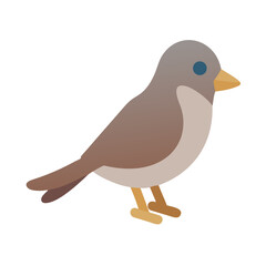 Minimalist flat design illustration of bird against black background