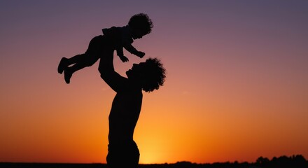 Fototapeta premium Joyful Father-Child Dynamic Pose