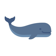 Obraz premium Simple flat illustration of a blue whale on black