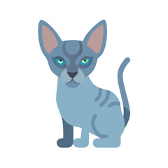 Stylized Sphynx cat portrait with blue color scheme and vector