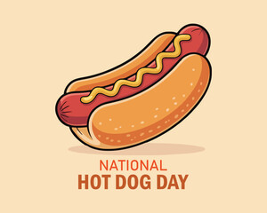 National Hot Dog Day lettering with hot dog. Poster concept.