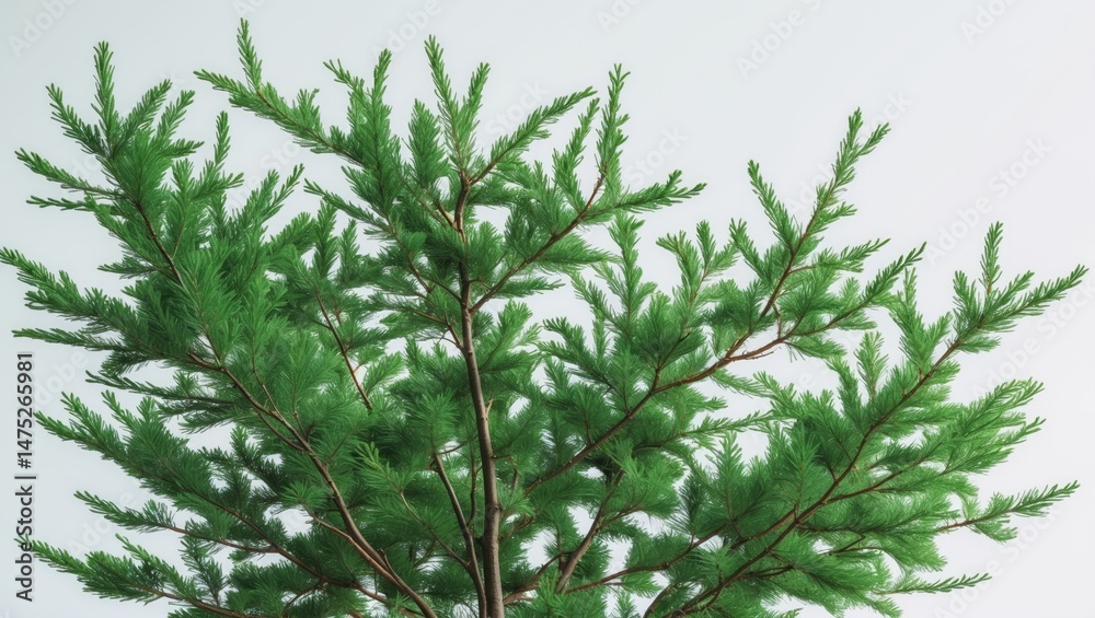 Poster pine tree branches on a white background designed as foliage backdrop