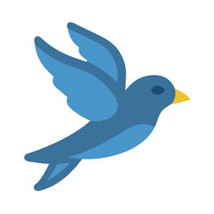 Stylized blue bird illustration on a black background