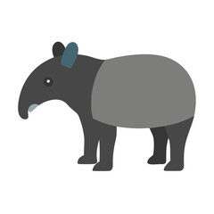 Simple tapir graphic illustration on a black background