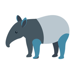 Low polygon tapir illustration on black background flat style