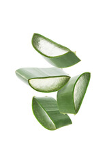aloe pieces falling on isolated background