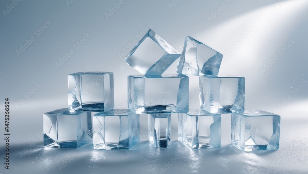 Poster isolated ice cubes against a backdrop