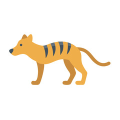 Flat design Tasmanian tiger illustration on black background
