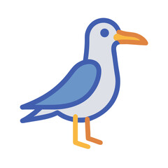 Flat illustration of seagull on a solid black background