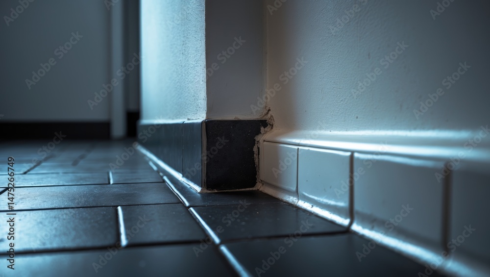 Poster interior perspective showing floor surface transition emphasizing aesthetic and materials