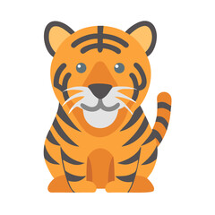 Cute tiger cub illustration on black background design