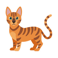 Standing orange tabby cat illustration on a black background