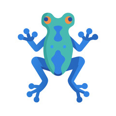 Flat vector illustration of a blue poison dart frog