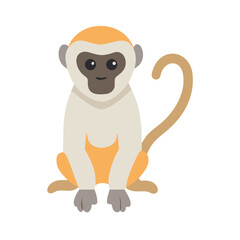 Cartoon monkey sitting with black background, simple illustration style