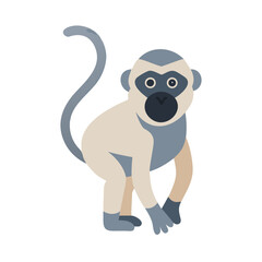 Cartoon monkey in a simple, flat style design