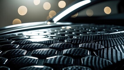 Illuminated patterns on the carbon fiber bonnet reveal a flowing image