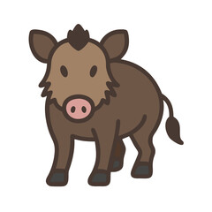 Cartoon boar illustration on black background, vector design
