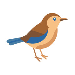 Flat illustration of a small bird on black background