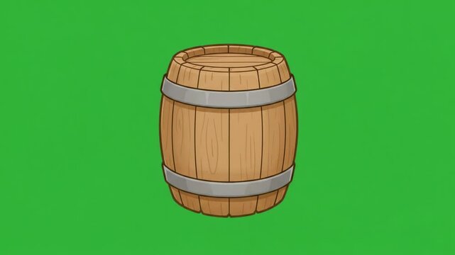 木製樽イラスト 緑背景 シンプルデザイン