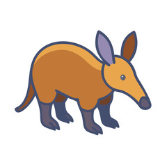 Cartoon Aardvark in Simple Style with Black Background