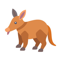 Flat illustration of a cute aardvark on black background