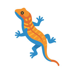 Vibrant Gecko Illustration with Flat Design on Black Background