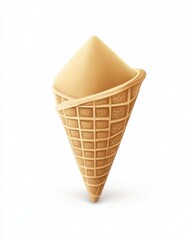 Obraz premium Vanilla ice cream cone isolated on white background studio shot single object simple dessert sweet treat frozen food summer refreshment