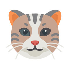 Cartoon cat face with different colored eyes isolated