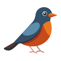 Simple flat illustration of a robin bird standing alone