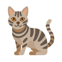 Cute tabby cat vector illustration on black background