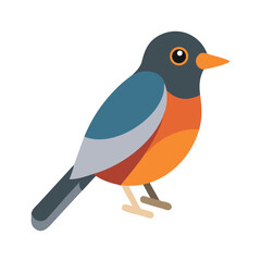 Stylized robin illustration on a solid black background design