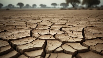 Dry and fissured earth resulting from a deficit of rainfall and climate change effects.