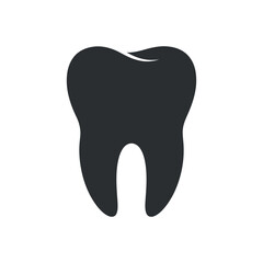 Simple Black Tooth Icon Graphic for Dental Care Websites and Applications