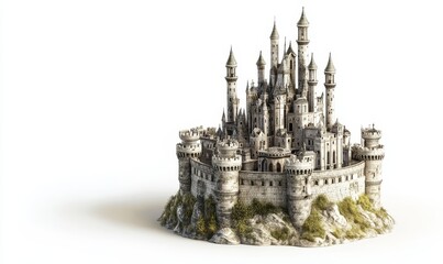 Obraz premium Fairy tale castle situated in isolation on a transparent backdrop