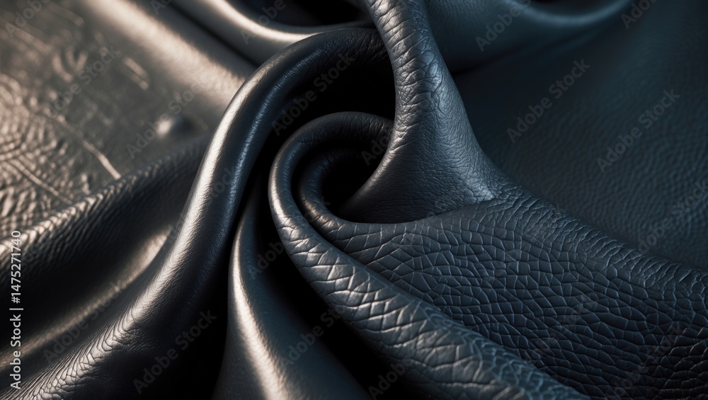 Poster intimate look at natural solid gray leather texture, macro perspective. structure of matte leatheret