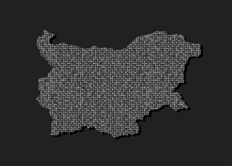 Map Bulgaria from silver sequin, glitter, sparkle