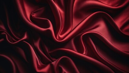 Obraz premium Luxurious red satin textile with rippled wave pattern and elegant drapery backdrop