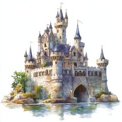 Naklejka premium The castle resembles a fairy tale with its elaborate towers and quirky architectural style