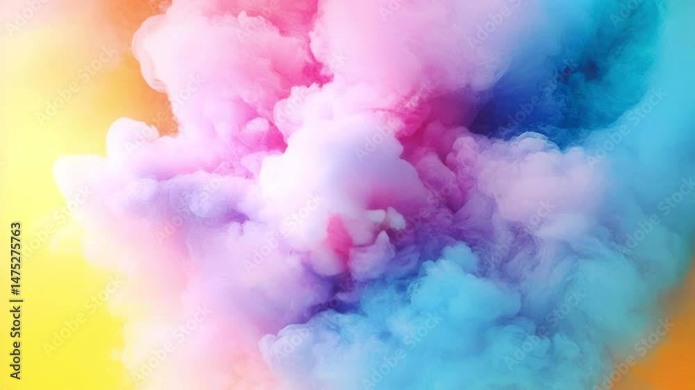 Aufkleber An abstract rendering of colored smoke. Yellows, oranges and pinks flow harmoniously with cool blues and purples. The shapes are soft, fluid and reminiscent of floating clouds