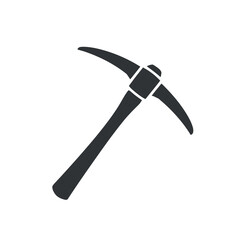 Simple Black Pickaxe Icon Isolated on White Background for Mining Industry